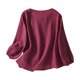 thumbnail image 1 of Camiseta de manga larga con cuello redondo y bordado primaveral para mujer - Ajustada holgada con apliques florales de estilo bohemio vintage, 1 of 8