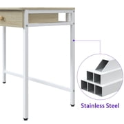 Yoneston 40 Computer Desk with 2 Storage Drawers, Space Saving Home Office Working Table for Bedroom Apartment Study Room, Beige