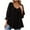 Black, variant on T-shirts for Women Plus Size 3/4 Sleeved Ruffled Round Neck Pleats Casual Shirt Summer Work Shirt Black M