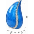 thumbnail image 3 of 10" Teardrop Chiseled Aluminum Funeral Ashes Urn for Adults and Pets | Cremation Metal Storage with Lid, 3 of 6