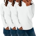 thumbnail image 4 of Aoiroe Women's Long Sleeve Shirts 3 Packs Crew Neck Stretchy Fitted TopsWomens Long Sleeve Stretch Crewneck T-Shirt Slim Fit Casual Basic Tops,Womens Sweaters Crewneck Long Sleeve Shirts, 4 of 9