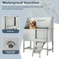 thumbnail image 2 of 50" Pet Dog Bathing Station, Stainless Steel Washing Tub w/Ramp, Floor Grate, Bath Brush and Gloves for Home, Professional Grooming Station for All Pets, 2 of 7