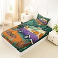thumbnail image 4 of Catabedysis Rustic Cabin Camper Twin Sheets For Girls,3D Cartoon Camping Pattern Bedding,Multicolor,3-Piece,1 Fitted Sheet and 1 Pillowcase, 4 of 6