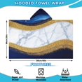 thumbnail image 2 of Blue Gold Wave Marble Pattern Hooded Bath Towel，60"x35" for Ages 3 To 12 Kids, Quick Dry Lightweight Soft Microfiber Hood Beach Towel Cover Up for Kids, 2 of 7