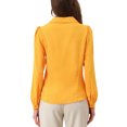 thumbnail image 3 of CAMISA DE MUJER CON BOTONES INSPIRE CHIC, CUELLO PETER PAN, CON LAZO, BLUSA DE COLOR SÓLIDO L, AMARILLO BRILLANTE, 3 of 6