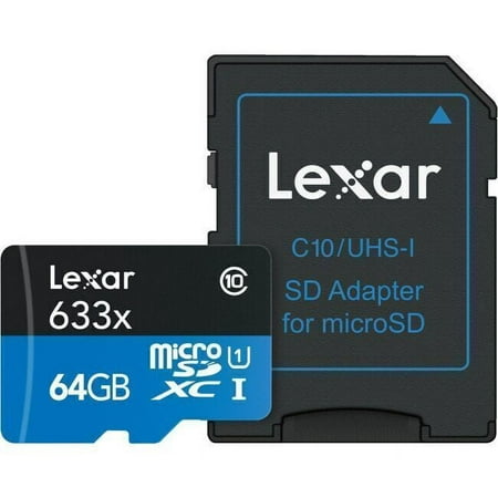 Image of Lexar 64GB Micro SD Memory Card with SD Adapter