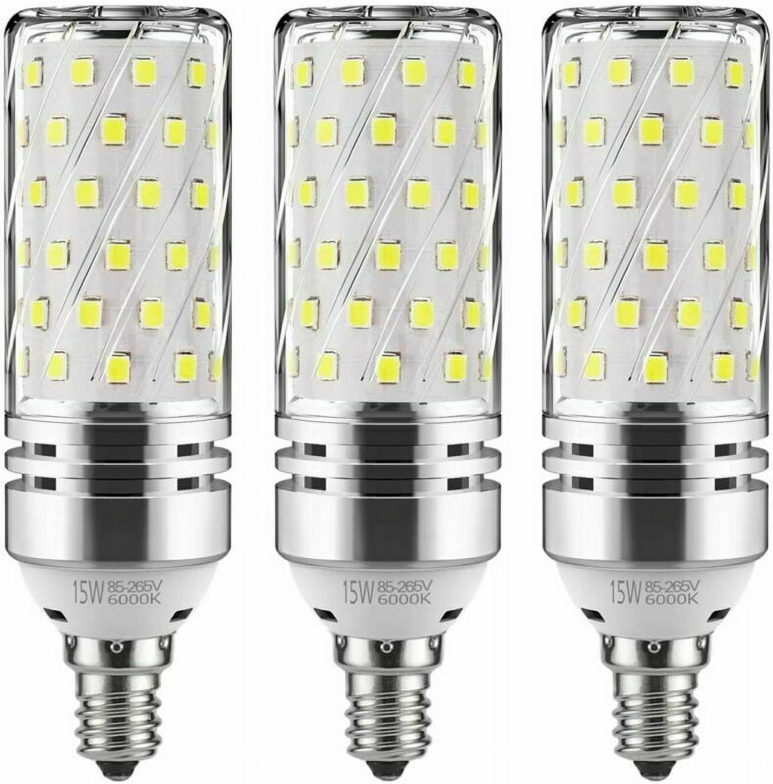 LNKOO 3x E12 LED Corn Bulbs 12W LED 1500LM Candelabra Light Bulbs Daylight White 6000K(Equivalent to 100W Halogen Lamp Replacement)