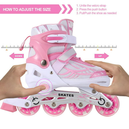 PU Wheel  Adjustable Inline Skates for Boys or Girls, Lighted