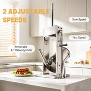 Hakka 7L/15lb Stainless Steel Vertical Sausage Stuffer, 2-Speed Manual Meat Filler with 4 Stuffing Nozzles