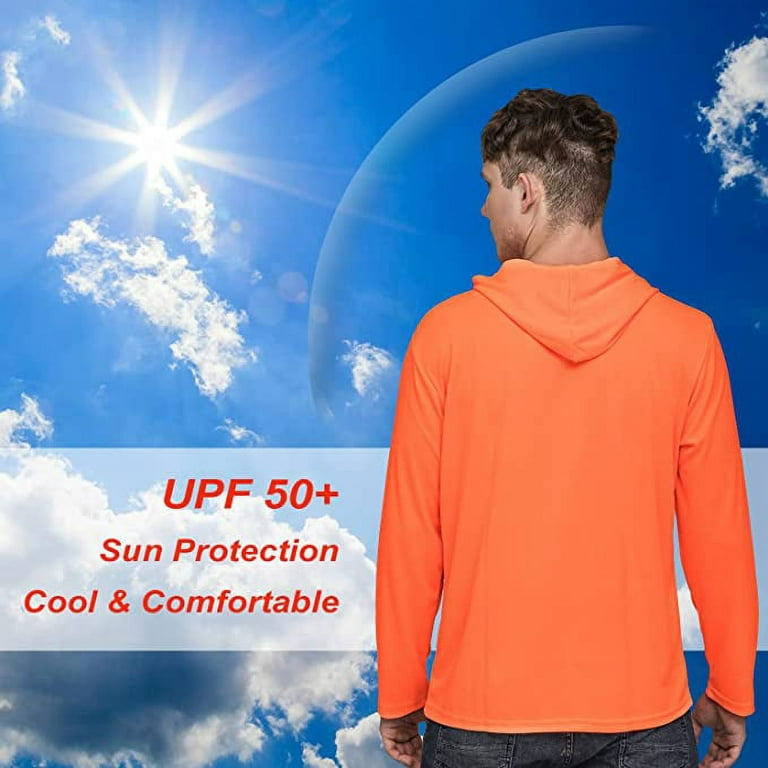 Protectx High Visibility Sun Protection Lightweight Long Sleeve Hoodie, UPF 50+ Quick-Dry, SPF UV Shirt, Active Wear