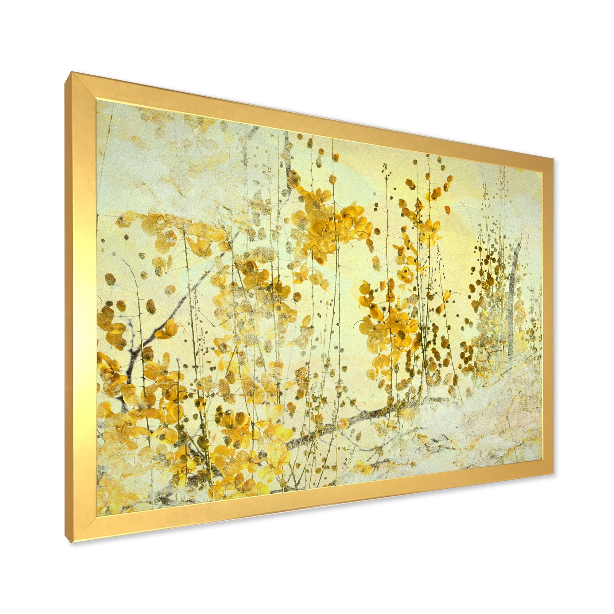 Designart 'Abstract Yellow Flower Grunge Art' Modern Framed Art Print