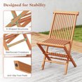 thumbnail image 4 of Gymax 3 PCS Folding Patio Bistro Set Teak Wood Table & Chairs w/ Slatted Tabletop, 4 of 10