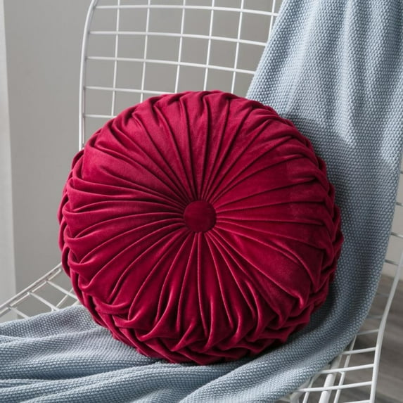 Floor Cushions Pillow, Solid Color Velvet Meditation Cushion Pumpkin Pleated Meditation Pillow for Home Sofa Bed Car Decor Floor Pillow Cushion