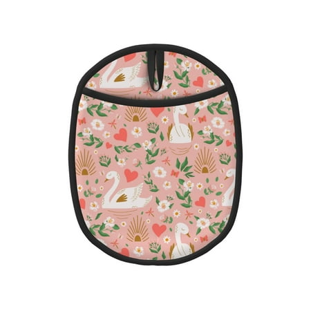 

Qekee Swan And Flowers3 Pattern Silicone Pot Holders Oven Mitts Heat Resistant Hot Pads Non Slip Pot Holder Towel Cloth Interior Lining