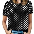 thumbnail image 2 of Black White Polka Dots T-Shirt O Neck Retro Print Big Size T-Shirts Short Sleeve Tees Womens Sexy Pretty Design Clothin, 2 of 5