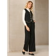 thumbnail image 3 of DARING DIVA Women's Tweed Blazer Vest V Neck Casual Business Waistcoat S Black, 3 of 7