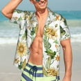 thumbnail image 4 of Uemuo Watercolor Bright Sunflowers Printed Regular Fit Short Sleeve Casual Hawaiian Shirt for Men,Aloha shirt,Tropical shirt,Floral print shirt,Vacation Beach shirt-Small, 4 of 9