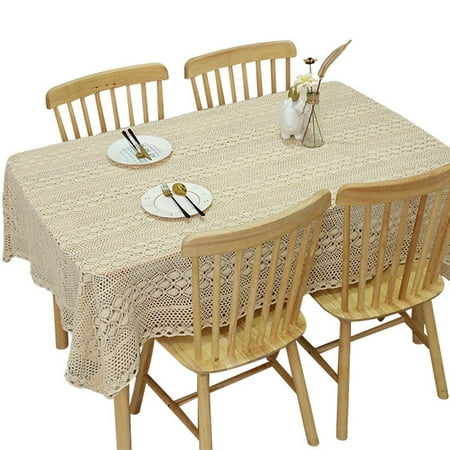 

Beige Lace Vintage Tablecloth Crochet Kitchen Tablecloths for Rectangle Tables for Party Banquet Dining Wedding Decorations130*130cm