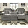 thumbnail image 2 of Bowery Hill Contemporary Fabric Gray Reclining Sofa with Drop Down Table, 2 of 11