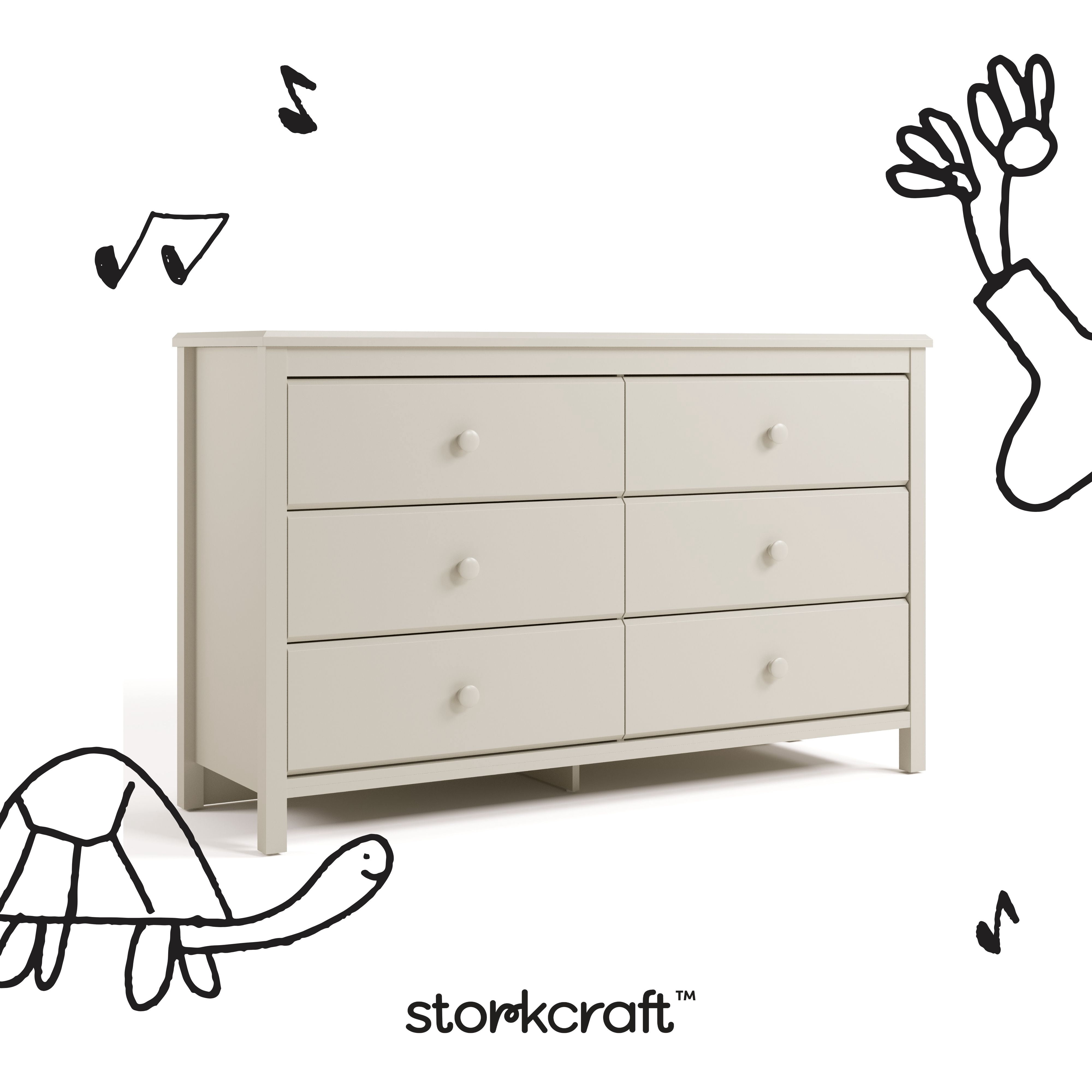 Storkcraft Alpine 6 Drawer Nursery Double Dresser, Frosted Oat