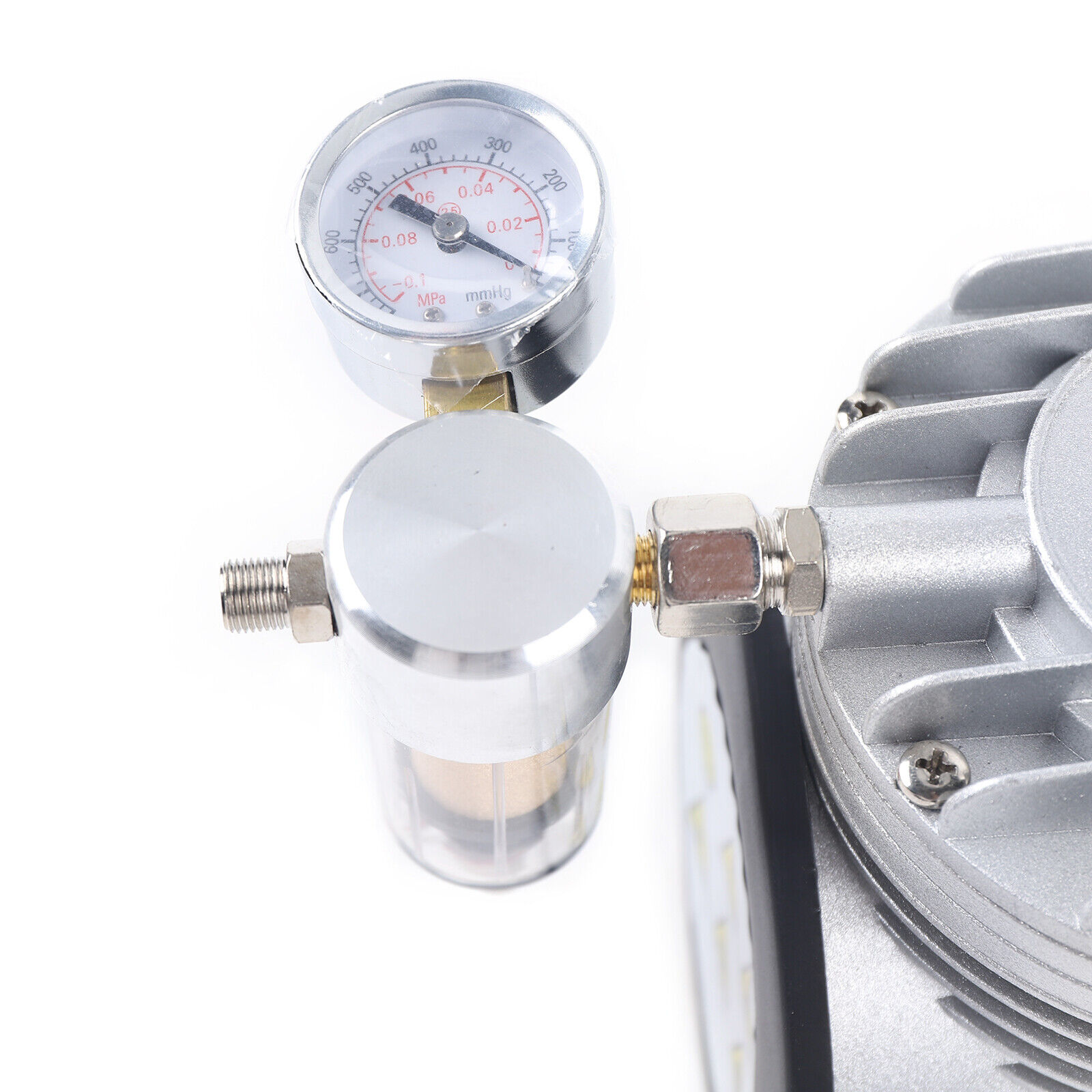 1/6HP Oilless Diaphragm Vacuum Pump Small Oil Free Vacuum Gauge Suction Pump 20-23L/min Air Flow