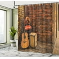 thumbnail image 4 of Ambesonne Music Shower Curtain, Wooden Stage Pub Cafe, 69"Wx75"L, Dark Orange Sand Brown, 4 of 4