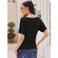 thumbnail image 3 of Womens Casual T Shirts Dolman Top Breathable Basic Short Sleeve Shirts Boat Neck Ruched Tops Summer Lightweight Clothes, 3 of 7