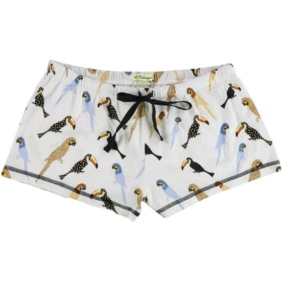 P.J. Salvage Womens Parakeets and Toucans Pajama Shorts, White, X-Small