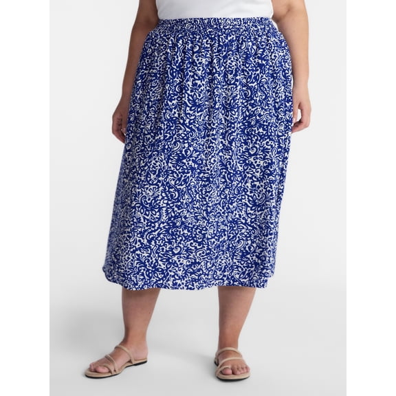 Terra & Sky Women’s Plus A Line Midi Skirt, Sizes 0X-5X