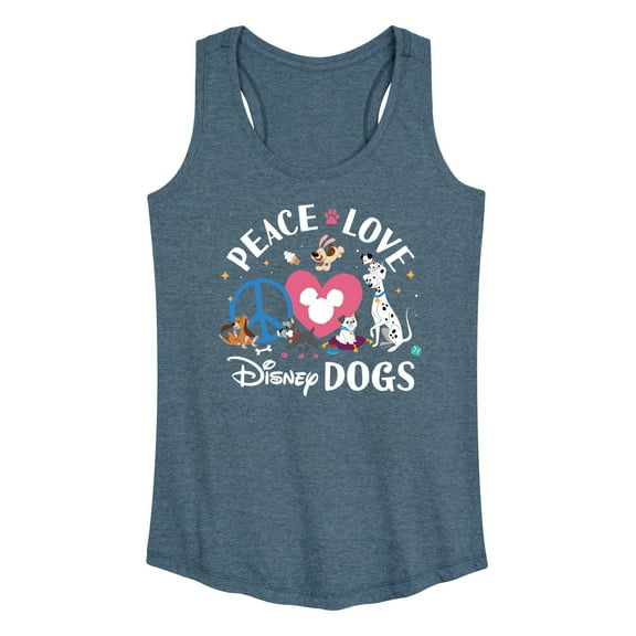 Disney Classics - Cats & Dogs - Peace Love Disney Dogs - Women's Racerback Tank Top