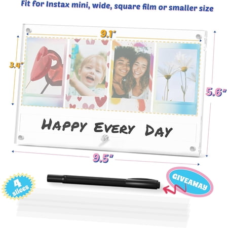Instax Polaroid Picture Frame for Fujifilm Instax Mini/Square/Wide Films, Personalized Photo Frames with Signature Space, Valentine Gifts for Men/Women/Kids, Instax Accessories for Family Friends