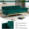 thumbnail image 6 of TTGIEET Velvet Convertible Futon Sofa Bed with Golden Metal Legs, 70" Tufted Loveseat Couch Sleeper Futon Sofa with Adjustable Armrests for Home Living Room Bedroom (Green), 6 of 8