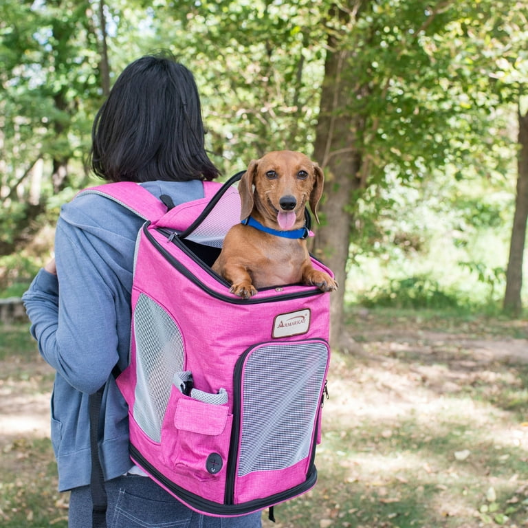 Armarkat Pawfect Pet Backpack Carrier Pink Gray
