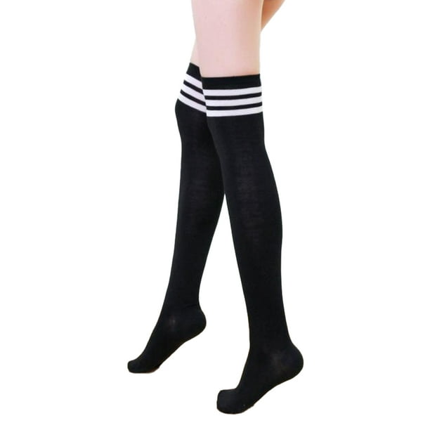 kurtrusly 1/2/3 Long Sock Black White Over The Knee Stockings