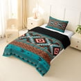 thumbnail image 2 of jejeloiu Boho Tribal Twin Comforter Sets,Aztec Pattern Bedding Set For Boys,Teal Brown Black,Black Reversible,2-Piece,1 Comforter and 1 Pillowcase, 2 of 7