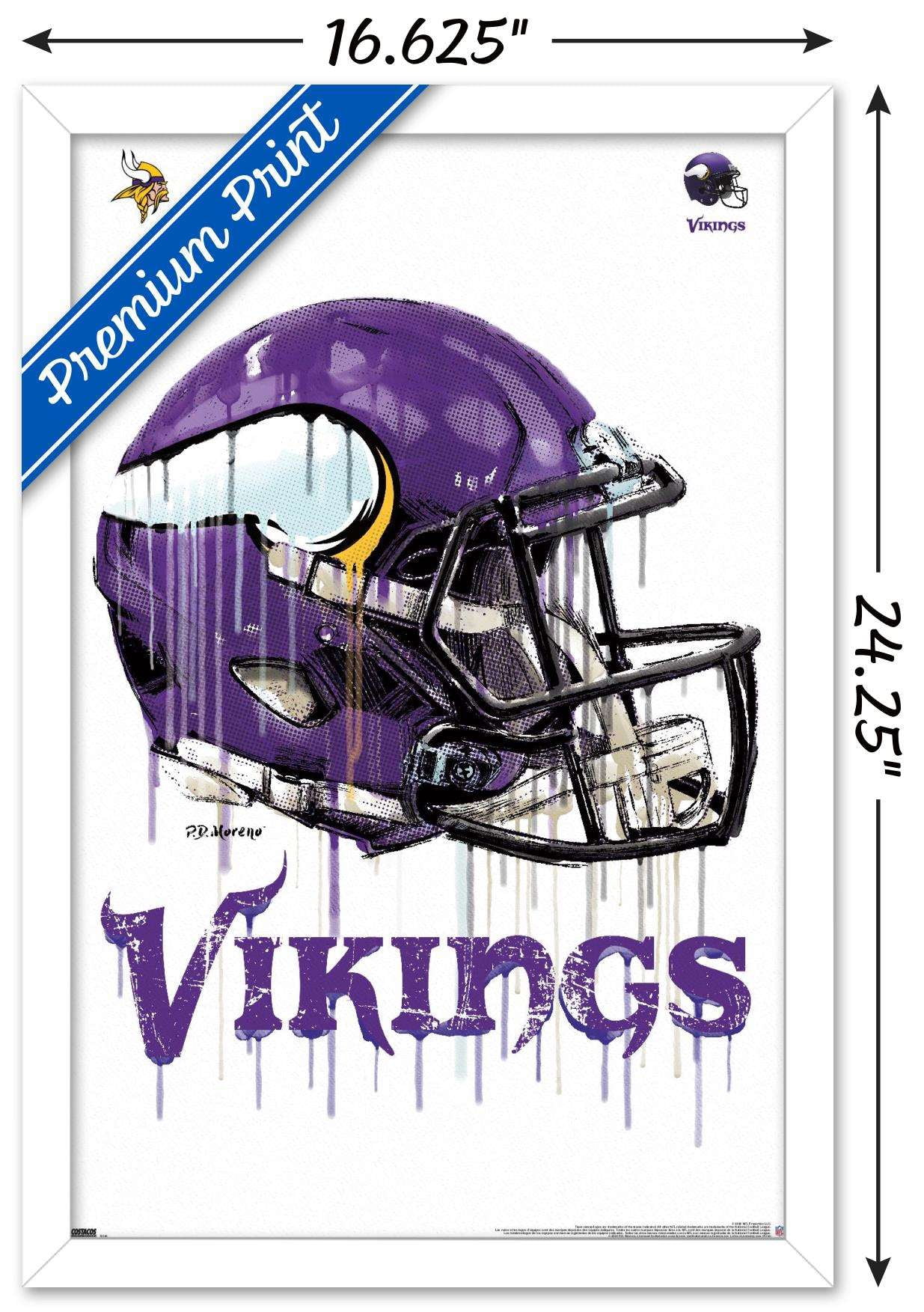 NFL Minnesota Vikings - Drip Helmet 20 Wall Poster, 14.725" x 22.375", Framed