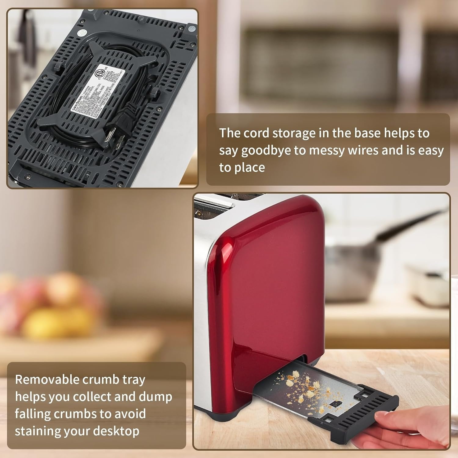 Toaster 2 Slice, Touch Control Stainless Toaster LCD Display, 50% Faster Heating Speed, 1.4'' Wide Slots, More Timer Functions, Removable Crumb Tray, 1350W, Dark Metallic