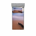 thumbnail image 2 of Ambesonne Nautical Fitted Sheet & Pillow Sham Set, Shipwreck on Sea Dusk, Full, Multicolor, 2 of 3