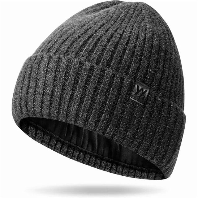 wonima44 Winter Beanie Hat for Men & Women, Fleece Lined Thermal Knit Hat Ski Beanie Skull Cap Cuffed Cap for Cold Weather