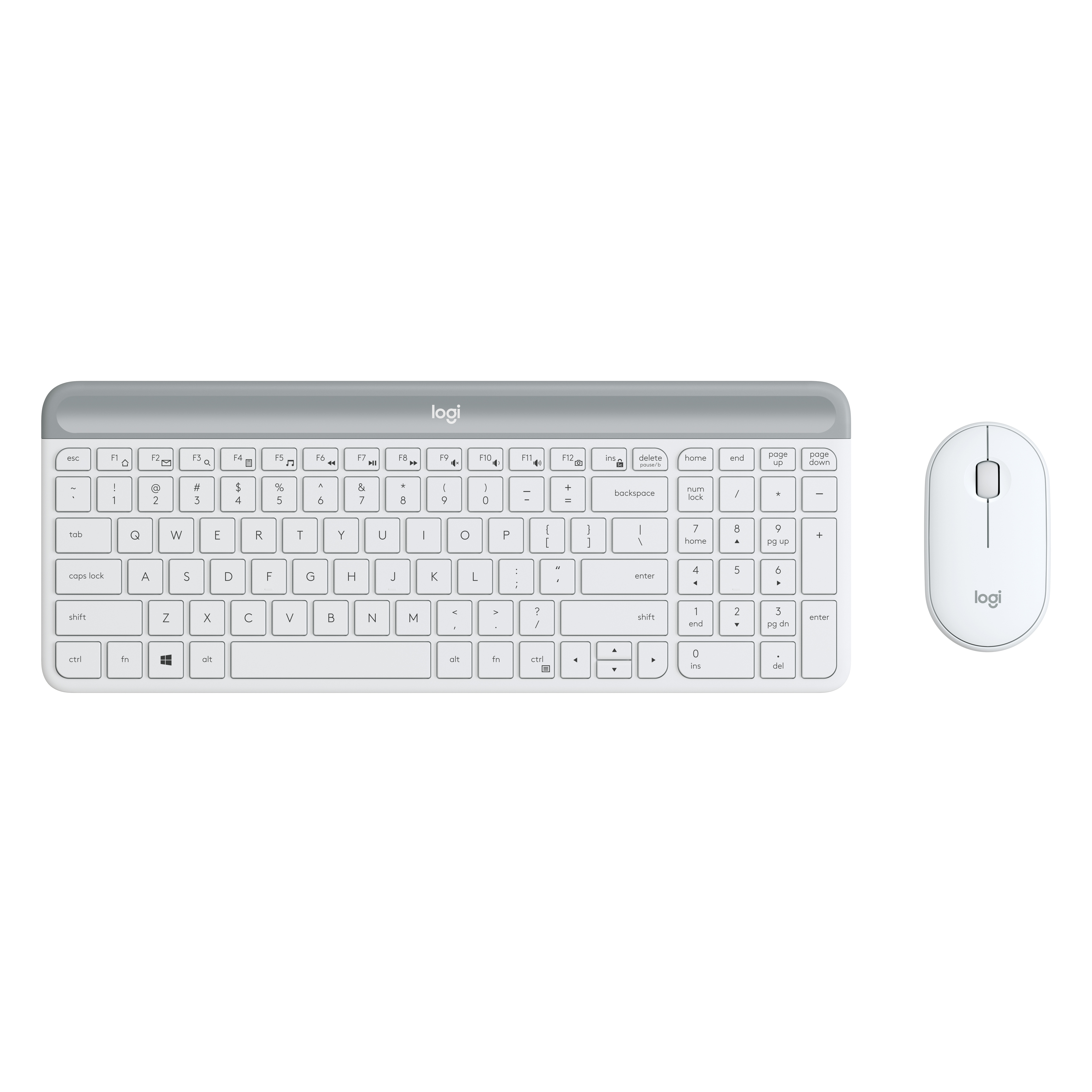 Logitech Slim Combo Keyboard and Mouse, White photo 1