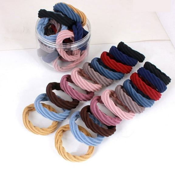 LABSERRON Elastic Hair Ties for Girls 20Pcs Assorted Color Simple Design Rubber Band