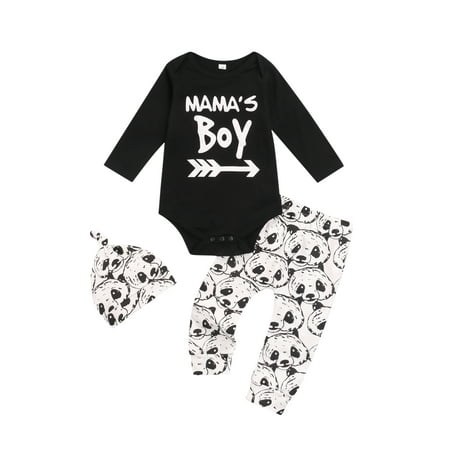 

Calsunbaby 3PCS Newborn Infant Printed Long Sleeve O-Neck Playsuit Trousers Knotted Cap