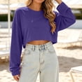 thumbnail image 5 of Enjoytime Sweatshirt for Women Casual Trendy Solid Long Sleeve Crop Top Fall Fashion Comfy Crew Neck Sweatshirts, 5 of 6