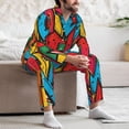 thumbnail image 7 of Naloa Colorful Arrow Graffiti Pattern Men’s Pajamas Set - Long Sleeve Button Down Sleep Shirt and Pajama Bottoms Sleepwear Set-Large, 7 of 7