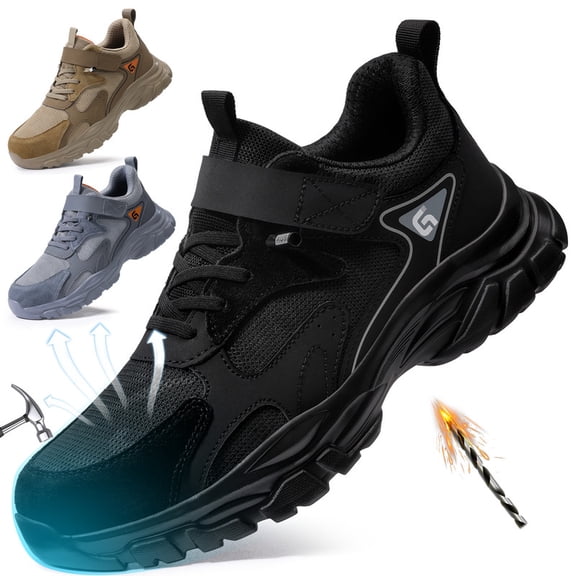 LAoutun Steel Toe Shoes for Men Safety Work Shoes Indestructible Sneakers Lightweight Work Shoes