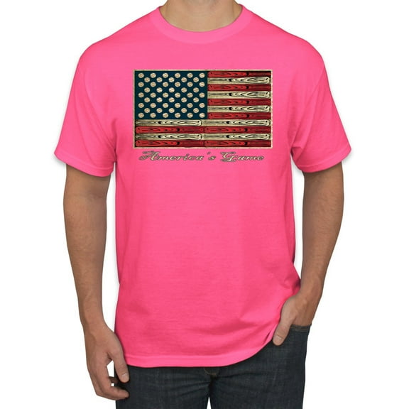 Wild Bobby, American Game Flag Baseball Bat, Sports, Men's Graphic Tees, Neon Pink, 2XL