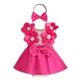 thumbnail image 3 of JAJAHO Toddler Baby Girl Clothes Infant Girls Bodysuits Sleeveless Floral Bowknot Romper Dress With Headband 2PCS Set Cute Trendy One-Pieces, 3 of 6