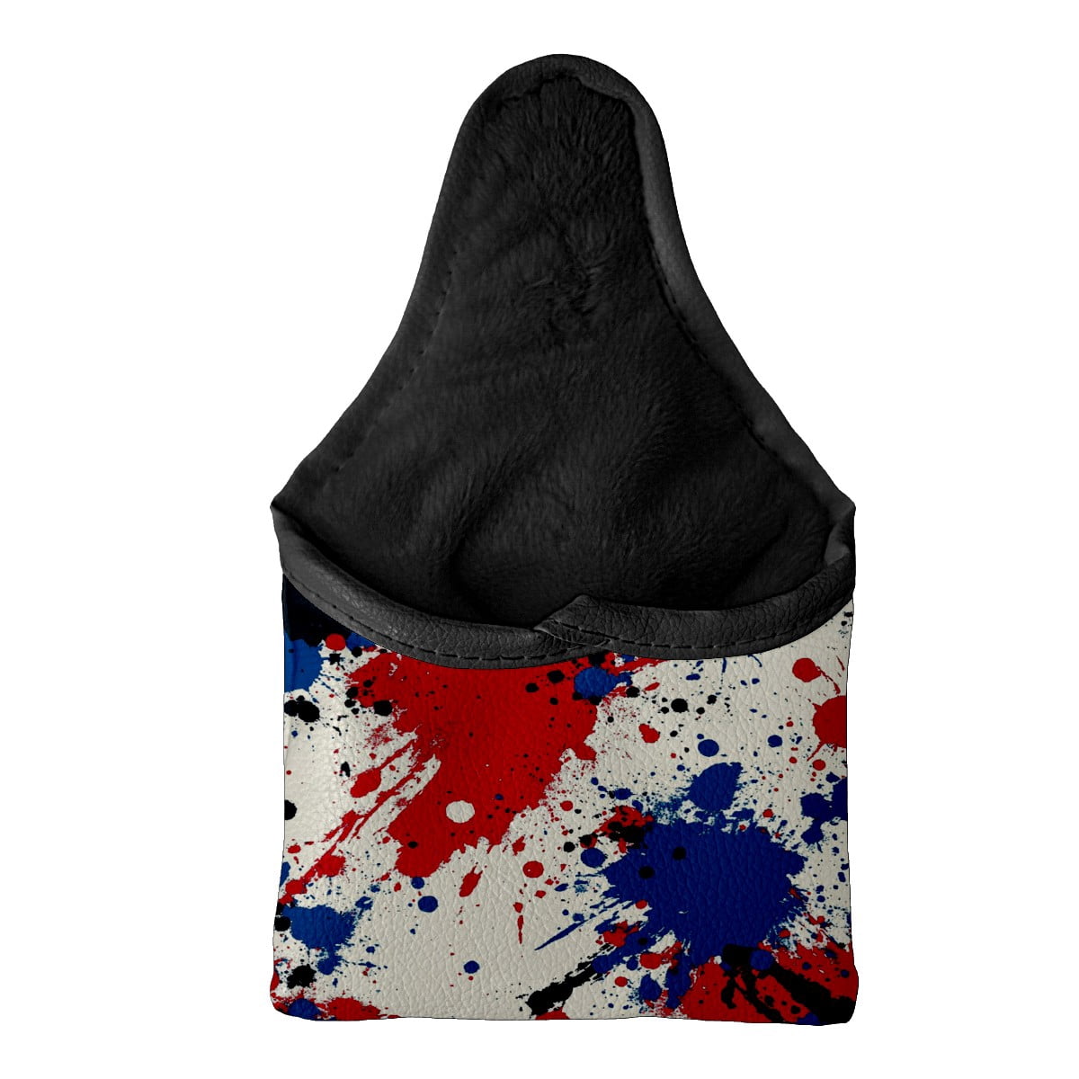 Golf Mallet Putter Cover Premium Leather Waterproof Golf Putter Head Cover with Magnetic Closure Red Blue Paint Splash