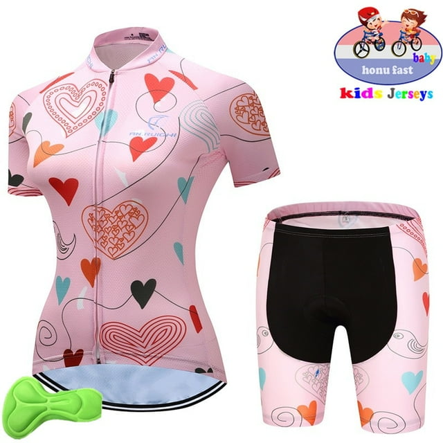 Summer KIDS Cycling jersey Wear Strap Suit Set Ropa with Gel Pad MTB Bicycle GIRLS Children Child