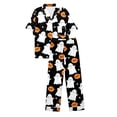 thumbnail image 5 of FASHOFT 2 Piece Halloween Pajamas for Women Set Soft Long Sleeve Button Down Sleepwear Top and PJ Pants Loungewear Set Black L, 5 of 7